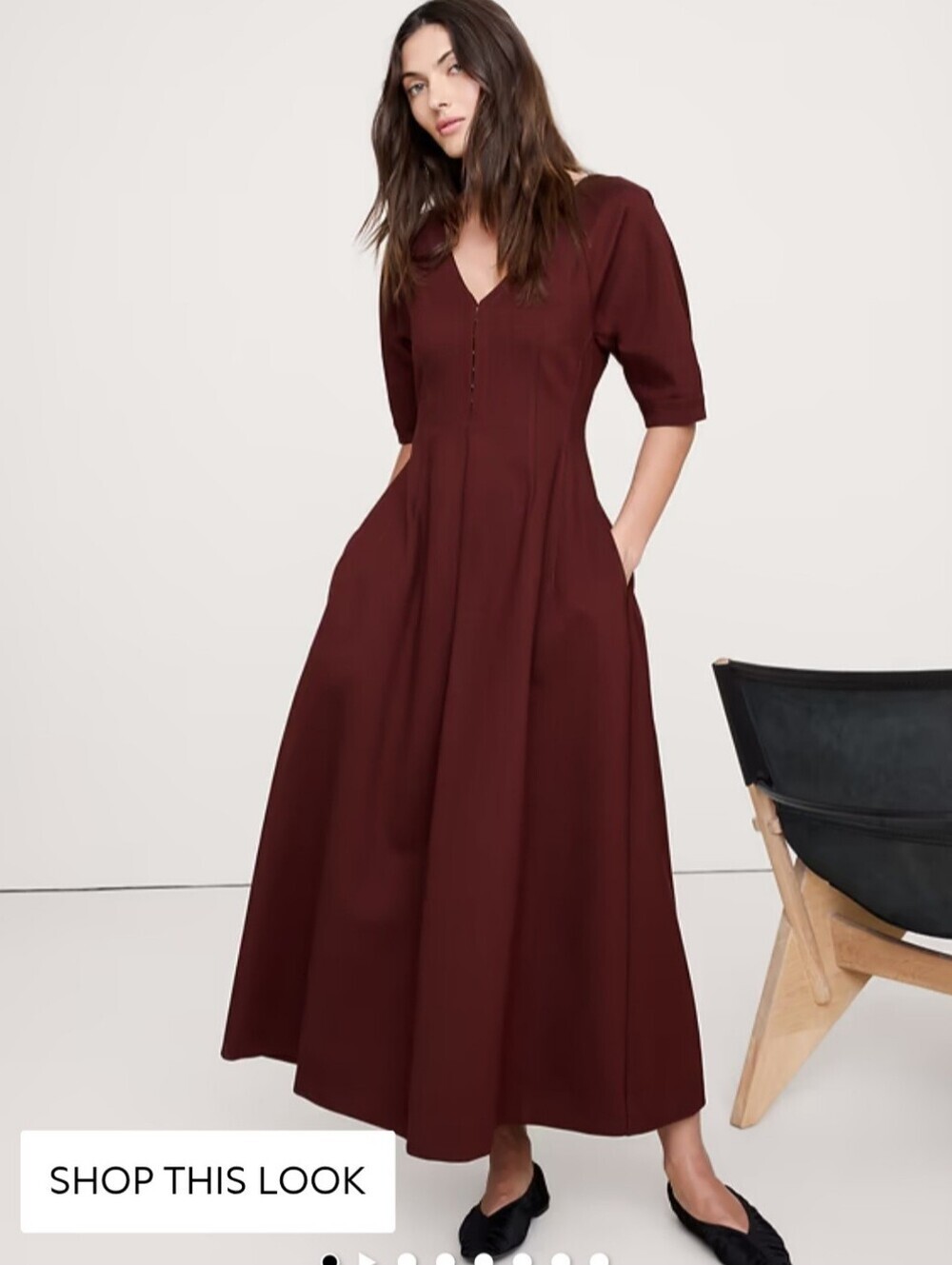 Banana Republic Burgundy Button-Front Dress